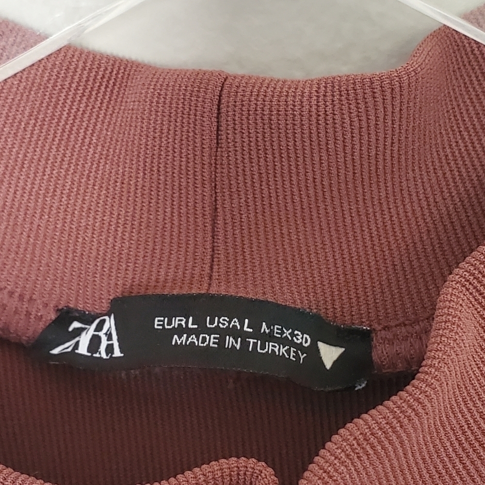 ZARA Ribbed Halter Top Large Brown Cropped - Picture 4 of 5